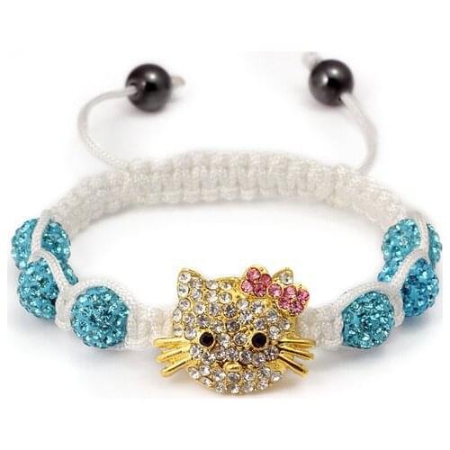 Rtg43ity Micro Pave KSW Blue Beads pink Bangles Bracelet women jewelry crystal