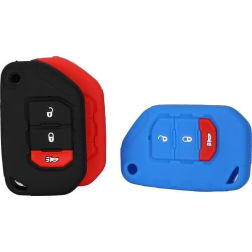 Bilchave 10pcs/Lot New 3 Buttons Flip Remote Car Key Fob Case Silicone Cover Holder Protect Fit For Jeep Wrangler JL 3