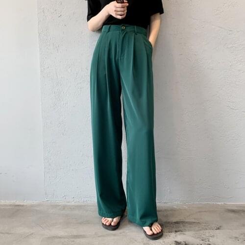 2020 Summer High Waist Wide Leg Sweat Pants Women Loose Vintage Casual Korean Style Black Trousers Pantalones Anchos Mujer