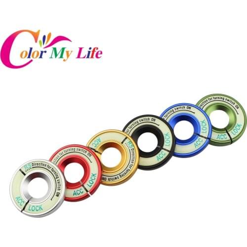 Color My Life Car Aluminum Alloy Ignition Switch Decoration Key Ring Sticker Case for Skoda Octavia Fabia YETI Rapid Accessories