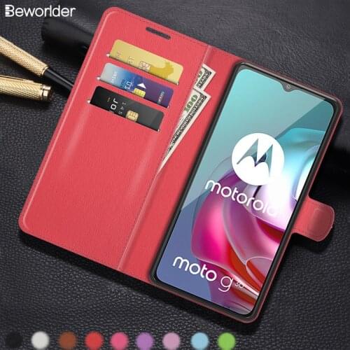 For Motorola Moto G10 G30 Cases PU Leather Lichee Pattern Flip Wallet Card Slots Protect Covers For MOTO G60 G50 G100 Case
