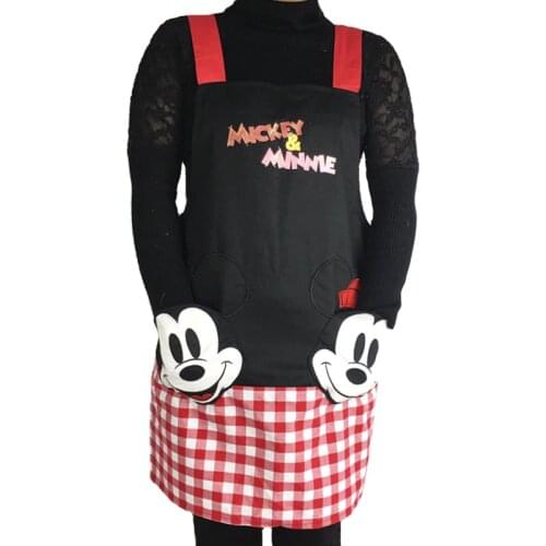 Delantal cocina Cotton Black mickey Apron Japan Cartoon BBQ Baking Accessories Kitchen Cooking