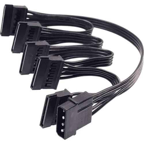 4pin IDE Molex 1 to 5 SATA 15Pin Hard Drive Power Supply Splitter Cable for DIY PC Sever 18AWG 4 Pin Male to 15 Pin Female Power