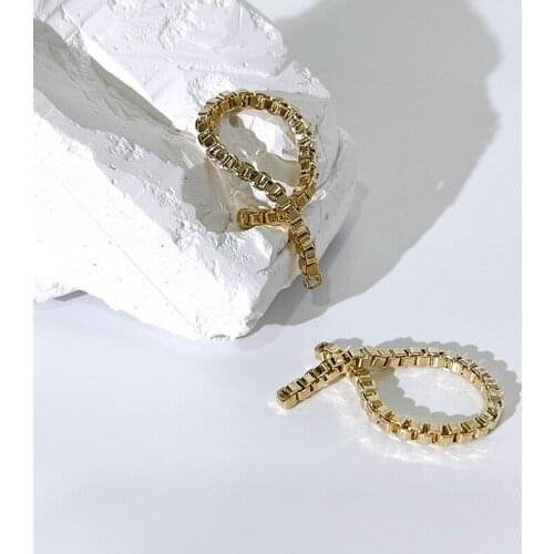 ALLNEWE Delicate Gold Color Box Chain Ring for Women Ladies Brass Irregular Huggies Rings HighStreet Minimalist Jewellery 2021