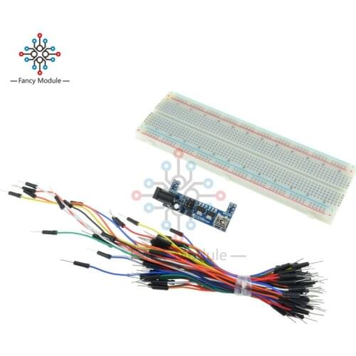 MB102 Power Supply Module 3.3V 5V + MB102 Breadboard 830 Point + Jumper cables