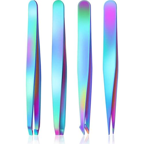 Stainless Steel Slanted Flat Tip Multifunction Stainless Steel Clip Facial Hair Remove Eyebrow Tweezer Eye Makeup Tools