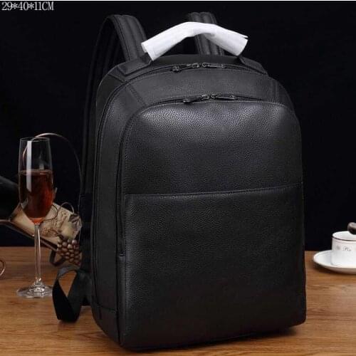 Men Brand Cowhide leather backpack Genuine Leather black backpack Golf Bags