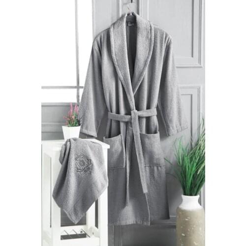 Unisex Bathrobe Towel Set 2 Pcs 100 Cotton Soft Gown Robe Lounge 2021 Bathroom