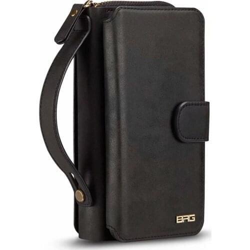 New Wallet Case for iPhone X XR XS Max 7 8 6 plus 6 6s 7 8 Case 2in1 Card Slot Retro Flip Leather Cover Zipper Purse Phone Bag