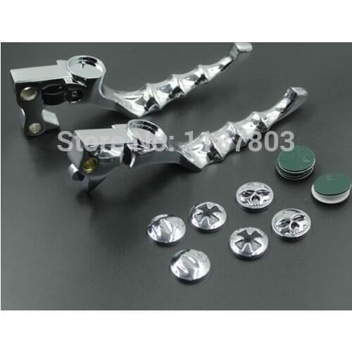 Pair Chrome Skull Brake Clutch Lever Custom For Harley Sportster Roadster1200 Iron 883 Nightster XL XR 04-13