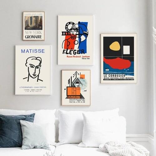 Retro Style Poste Canvas Painting Exhibition Poser and Print Nordic Wall Art Decoration New York Picture for Living Room