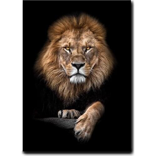 African Lion Canvas Art Paintings on the Wall Posters and Prints Modern Animals in Dark Decor Pictures For Living Room Cuadros