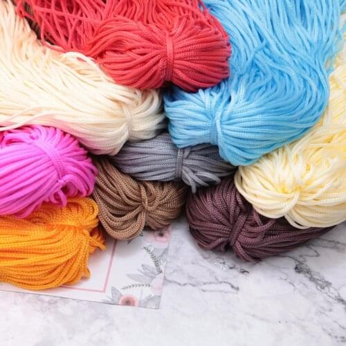 200m 3mm Color Braided Thread Silk Satin Nylon Cord Crochet Hollow Line Macrame DIY Hand-Woven Cushion/Hat/Handicrafts/Shoes
