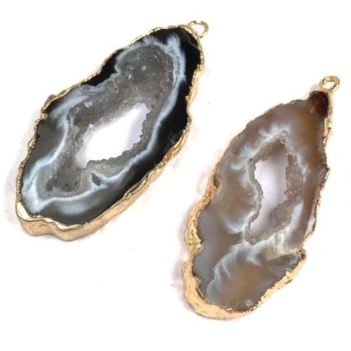 Natural Stone Agates Druzy Pendant Fashion Irregular Quartz Crystal Pendants Charms For Jewelry Making DIY Necklace Accessories