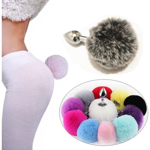 Fluff Rabbit Tail Metal Anal Butt Plug Adult Games Cosplay Erotic Sexual Toys Sex Prostata Massage Sex Toys For Women Men Couple