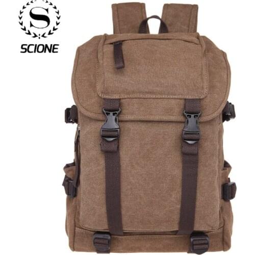 Scione Mens Backpack 2020 Canvas Vintage Laptop Backpack For Men School Bags Fashion men Travel Backpack Bag