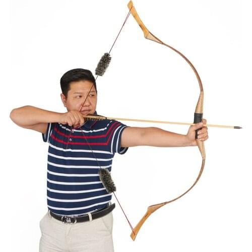Traditional Recurve Bow 30lbs-50lbs Curved Longbow Adult Hunting Archery Leather Outdoor Hunting Targeting Contact Shooting Bow