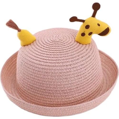 Europe America lovely Cartoon Deer Children Sun Hat Spring Summer Brand Kid Beach Straw Hat For Boy Girl Wide Brim Cap 51-52CM