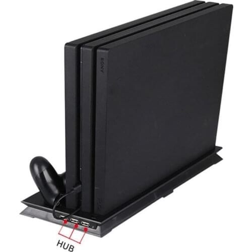 Cooling Fan Vertical Stand Station Charger for PS4 Pro Game Console Controllers