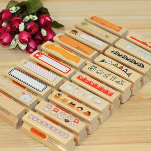 XINAHER 1 pcs Cute strip wooden rubber stamp Kids DIY Handmade Scrapbook Photo Album, students Stamps Arts, Crafts gifts