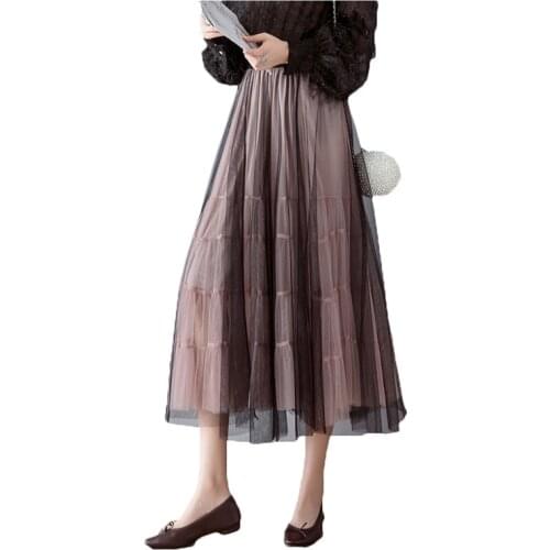 Yarn Skirt Womens Half-length Skirt 2021 Spring Summer New High Waist Puffy Mesh Streamer A-line Skirt Umbrella Skirt 218A