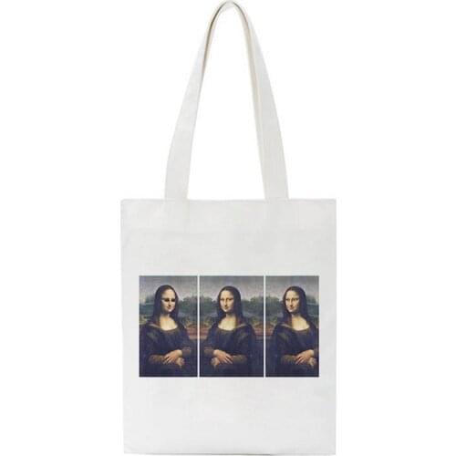 Funny Oil Painting Cartoon Canvas Bags Fun Shopping Bag Aesthetics Art Large Capacity No Zipper Elegant Ladies Girls Women Bag