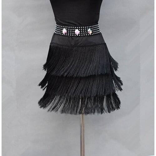 New Latin Dance Skirt adult female Rumba Samba Tango Ballroom Latin Tap Dance Dress Women Stage Costume performance tassel Skirt