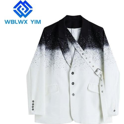 Harajuku Blazer Jacket Women Fashion Design Chic Gradient Belt Loose Suit Jacket Female Single Breasted Blazers Coat Streetwear
