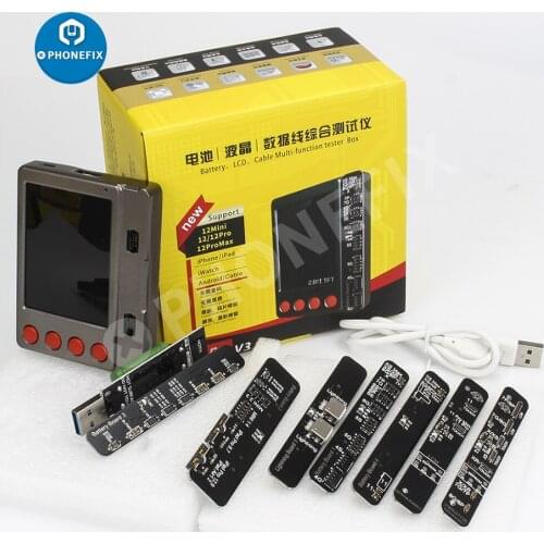 W28 Pro V3 Battery LCD Screen Tester BOX for iPhone 12 11 XS iPad Android iWatch Headphone Charging Data Line Cable Test repair