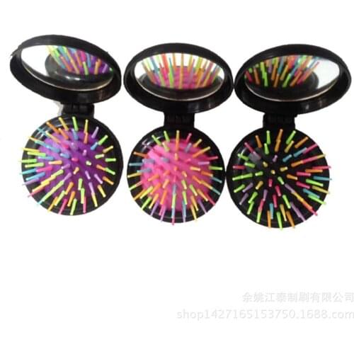1-10 Pcs New Girls Portable Mini Folding Comb Airbag Massage Round Travel Hair Brush With Mirror Cute