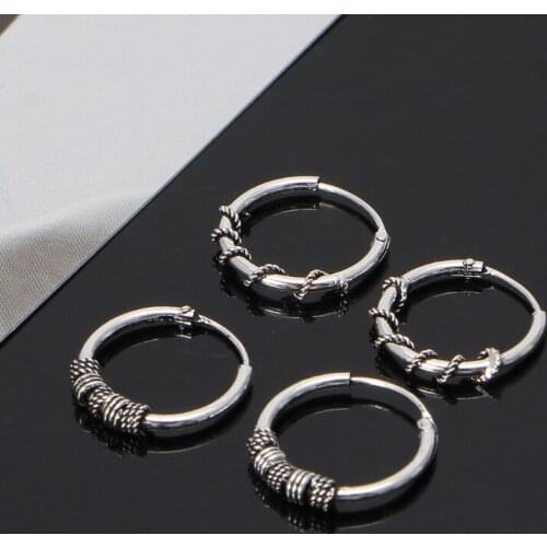 1Pair Simple Minimalist Punk Metal Hoop Circle Earrings Vintage Slivery Jewelry E56A