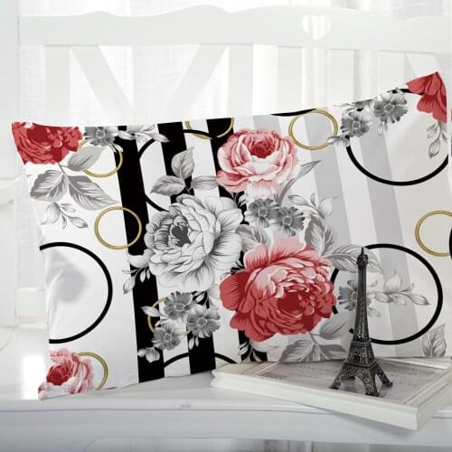 1pc Pillow cover Pillow case Luxury Bedding Pillowcase Pillowcovers decorative 50x70 Customizable size 3D Print Flowers stripe