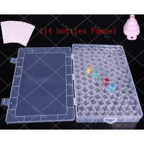 114/28pcs Transparent Bottles 5D DIY Diamond Painting Accessories Embroidery Tool Drills Storge Box Container Sticker Funnel