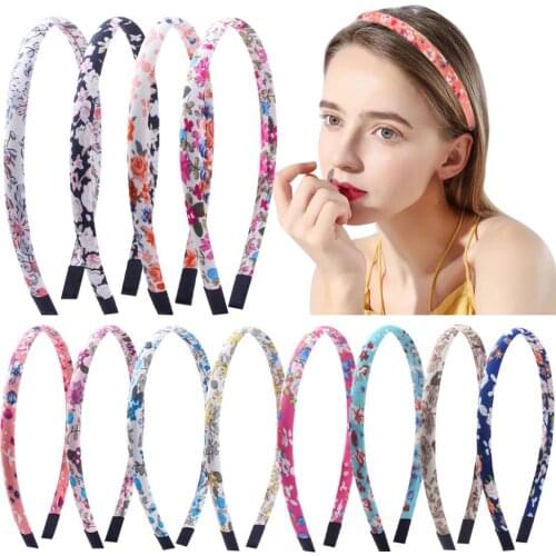 12pcs Bohemia High Elastic DIY Satin Headbands Floral Hair Bands for Women DIY Boho Hair Accessories Turban Headband