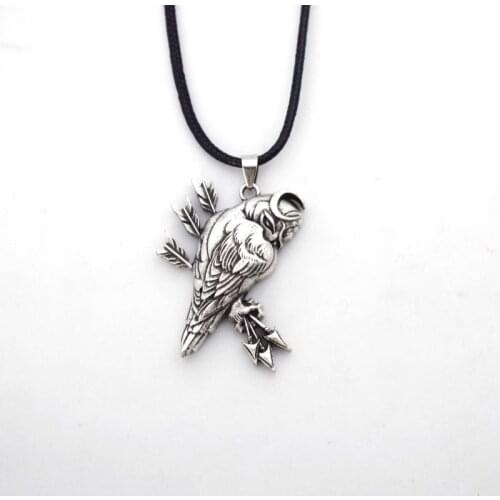 12pcs Vintage Fashion Wiccan Moon Raven Necklace Bird Eagle Animal Arrow Logo Pendant jewely