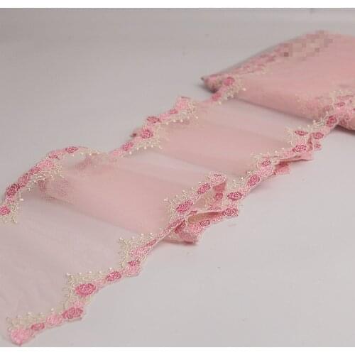 2Yards/Lot Pink Lace Trim Embroidery Lace Fabric Mesh Lace Ribbon Tulle Guipure Cord Lace Sewing DIY Doll Cloth C121