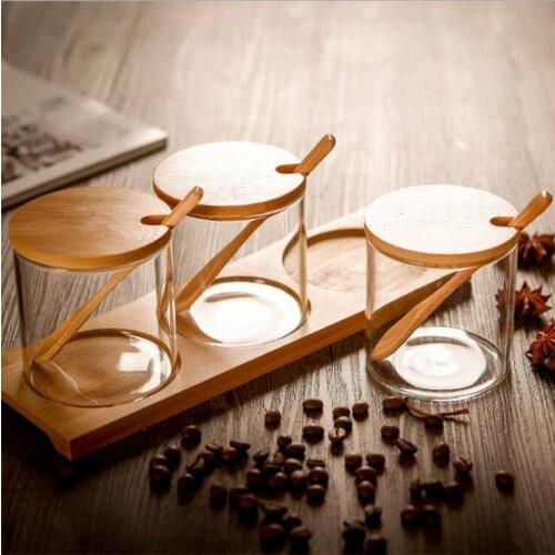 3 PcsTransparent Glass Salt Shaker Kitchen Seasoning Jar, Household Seasoning Box Set