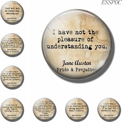 5Pcs/lot Jane Austen Pride and Prejudice Quote Photo Glass Cabochon 25 Mm DIY Pendant Handmade Beads Jewelry Supply
