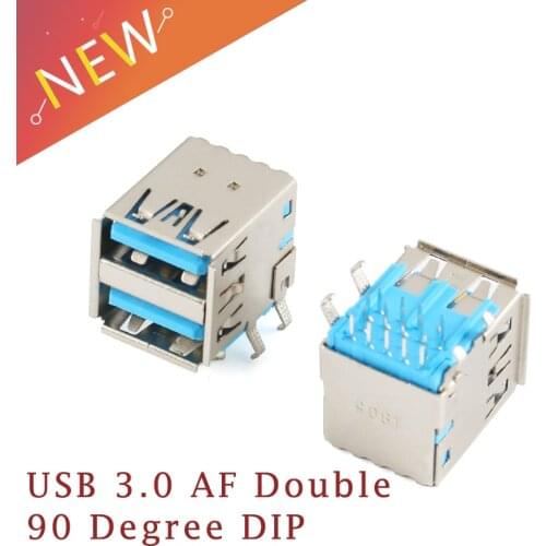 5 Pcs Hi speed USB Dual 3.0 Socket 90 Degree USB 3.0 Jack Female Charging Connector Female AF type For Laptop Notebook Computer