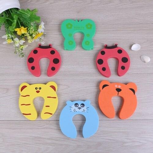 6pcs/lot Kids Baby Cartoon Animal Jammers Stop Edge Corner Guards Door Stopper Holder lock baby Safety Finger Protector Cute