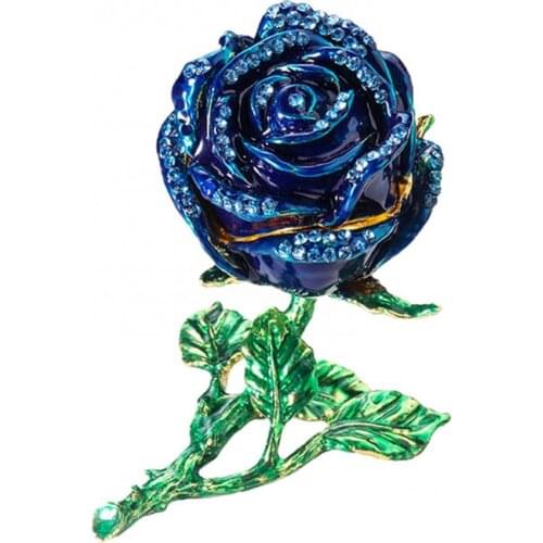 70% Hot Sale Rose Rhinestone Inlaid Jewelry Box 3D Alloy Ring Necklace Trinket Storage Case Jewelry Container