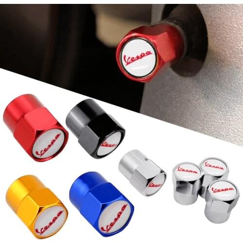 4 pcs Car Tire Decor Accessories Tire Valve Caps Wheel Parts for Vespa Logo for Vespa piaggio beverly scooter primavera piaggio