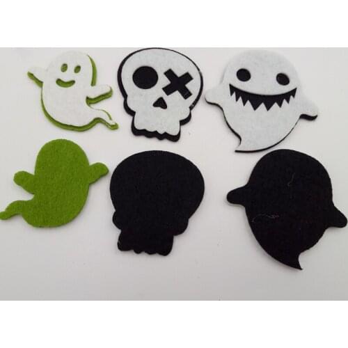 30pcs/lot Non Woven Fabric Felt Skull Appliques Kawaii Patches for DIY, Halloween Decor,wall decor