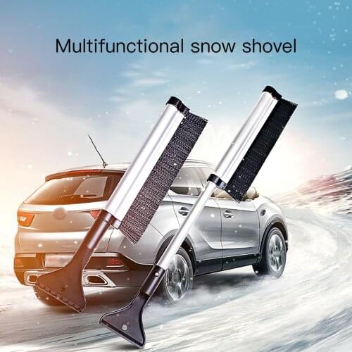 Car Snow Shovel Removal Helper Aluminum Alloy Dual-Use Shovel Multifunctional Extendable Winter Accessories Nylon Brush