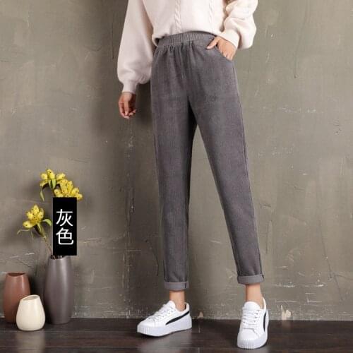 Casual Pants Large Size Style Korean Corduroy Womens Spring and Autumn Thicken High Waist Womens Trousers Cotton Loose Harem