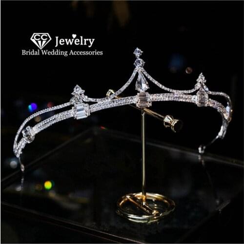 CC Wedding Crown Bridal Headpiece Engagement Hair Accessories High Quality Fashion Jewelry Tiara Headdress Party Gift CZ FO14