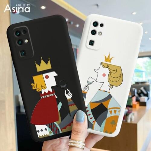 ASINA Liquid Silicone Case For Honor 20 30 Pro 8x 9x 9a Cute Couple Cover Bumper For Honor View 30 40 Fashion King Queen Capas