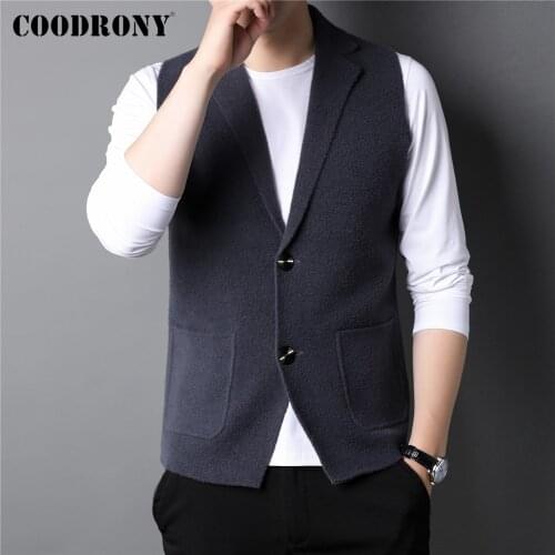 COODRONY Brand Autumn Winter New Arrival Soft Warm Knitwear Sleeveless Vest Sweater Business Casual Cardigan Men Clothing C2136