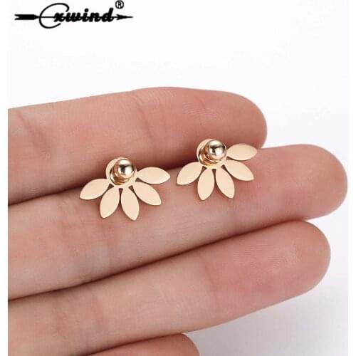 Cxwind Fashion Leaves Earrings Jacket Female Stud Earrings Jewelry Gold Silver Color Geometric Earring For Girls Wedding Gift