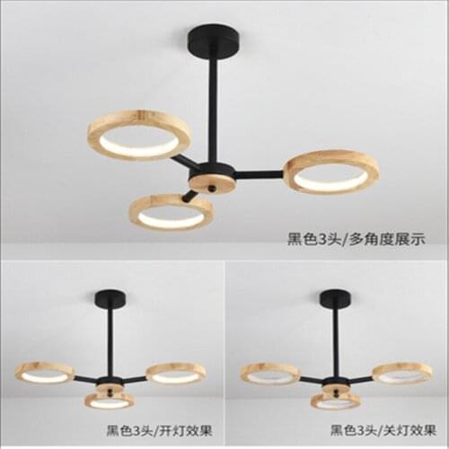 Diner Room Living Room Wooden Chandelier Creative Simple Solid Wood Ring LED Chandelier Hotel Lobby Hotel Fashion Chandelier